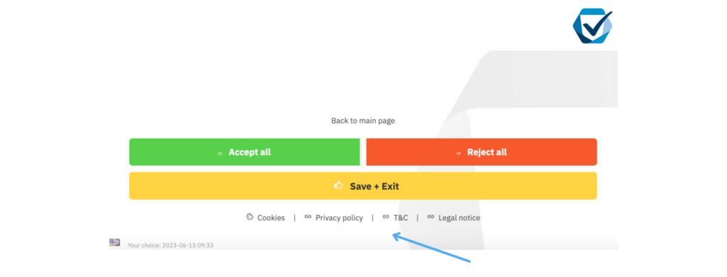 a screenshot of the link to consentmanager's legal documents to increase the opt-in rate  
