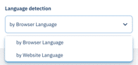 The Language detection dropdown expanded, showing the two options: by Browser Language and by Website Language.