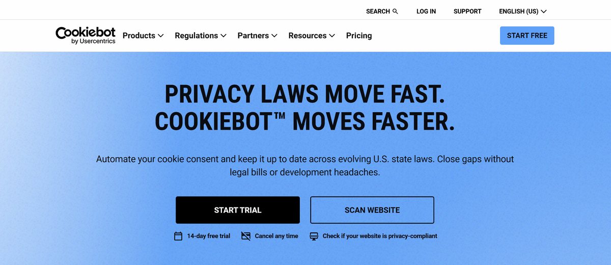 The Cookiebot homepage